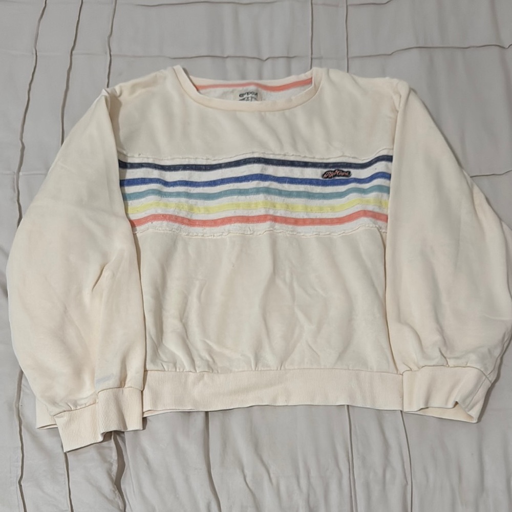 Rip Curl XL Vintage Cream Striped Sweatshirt